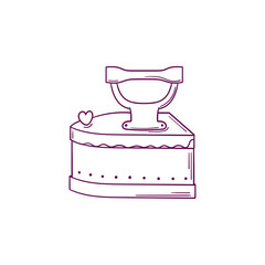 Hand drawn old iron household appliance, vintage iron illustration isolated on white background