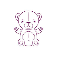 Hand drawn teddy bear isolated on white background