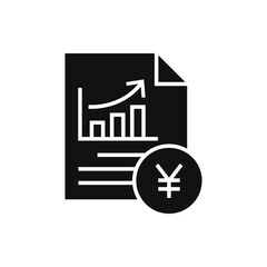 Yen growth reports. Increased revenue icon flat style isolated on white background. Vector illustration