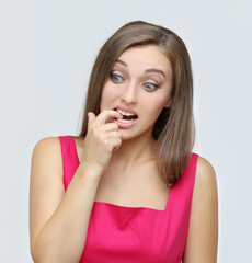 Fototapeta premium Portrait of surprised girl ,of shocked woman
