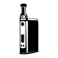 Vape in monochrome style. Design element for poster, emblem, sign, logo, label. Vector illustration