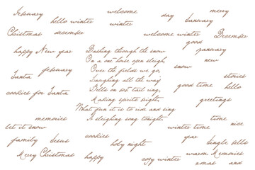 Winter, Merry Christmas word- art. Decorative textured elements set on white 