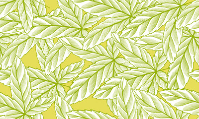 vector drawing vintage seamless pattern with leaves, hand drawn illustration