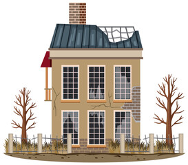 Abandoned house on white background