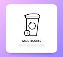 Recycling waste: garbage can with arrow. Zero waste. Modern vector illustration.