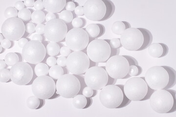 White foam sphere, bunch of round 3 d balls