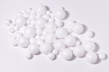 White foam sphere, bunch of round 3 d balls