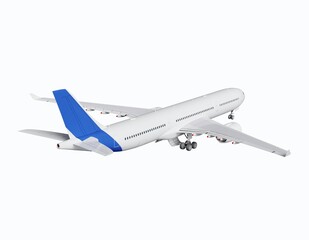White airbus isolated airplane on a white background 3d rendering