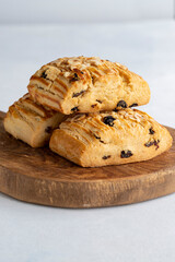Cookies with raisins on a white background. Traditional Turkish cuisine flavor. delicious cookies. Story format.
