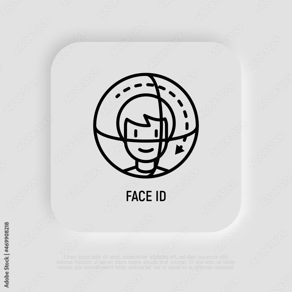 Poster face id thin line icon. modern vector illustration of security authentication.