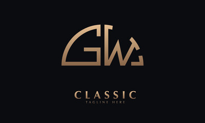 Alphabet GW or WG Half Illustration monogram vector logo template