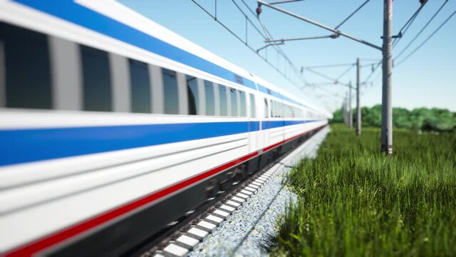 High-speed train movement. 3D rendering