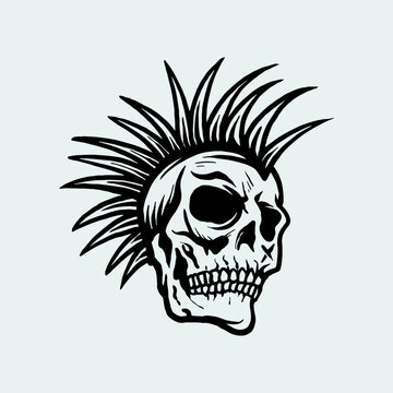 Crazy skull hairstyle, punk skull.