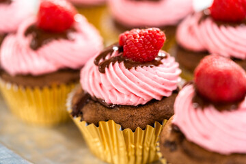 Chocolate raspberry cupcakes