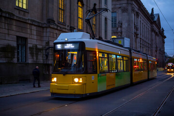 Naklejka na ściany i meble Germany, Berlin, Museum Island, public transport, light rail tram