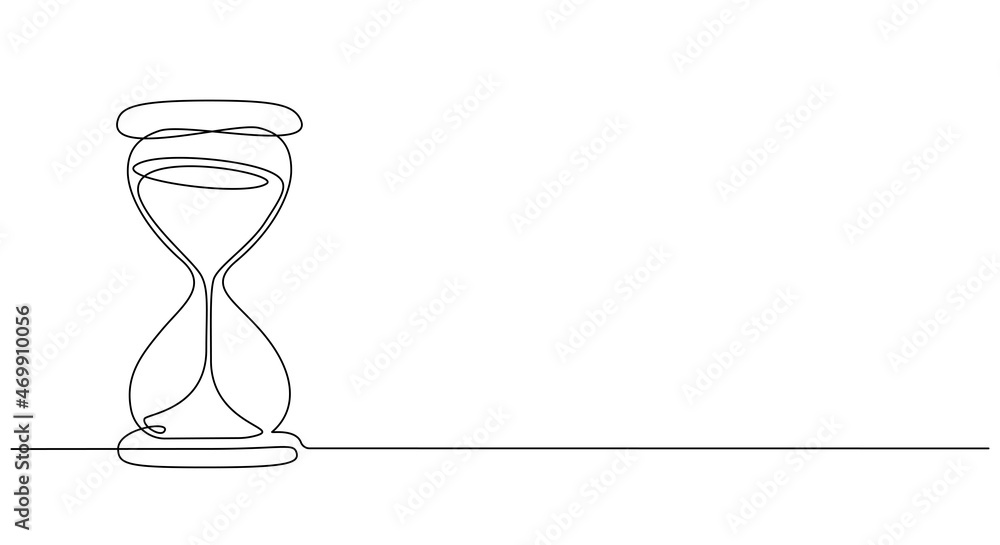 Fototapete one continuous line drawing of sand hourglass. vintage timer as countdown concept in simple linear s