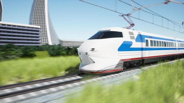 High-speed train movement. 3D rendering