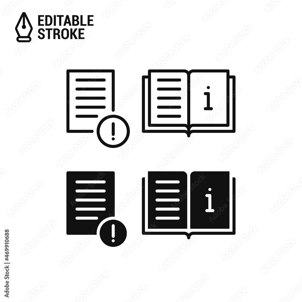 Poster instruction book or manual icons. set of icons with manuals and instructions isolated on white backg