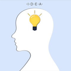 head with light bulb, an idea