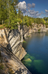 Marble quarry at Ruskeala Mountain park near Sortavala. Republic of Karelia. Russia - 469913612