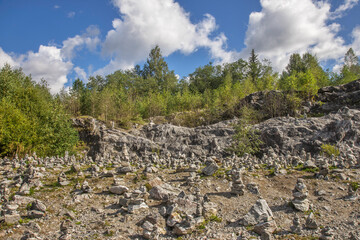 White mountain at Ruskeala Mountain park near Sortavala. Republic of Karelia. Russia
