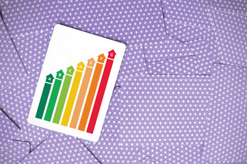 Energy Performance Certificate - Illustration of a house with EPC ratings with playing cards