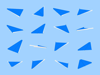 Origami paper planes collection with different views and angles