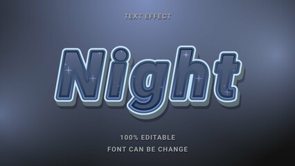 Modern 3D Gradient Dark Blue Word Night Editable Text Effect Design Template