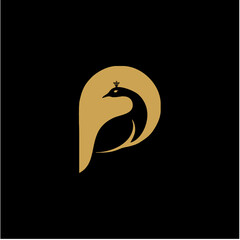 letter p logo, logo bird