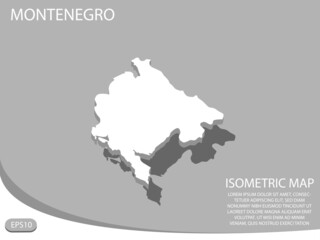 White isometric map of Montenegro elements gray background for concept map easy to edit and customize. eps 10