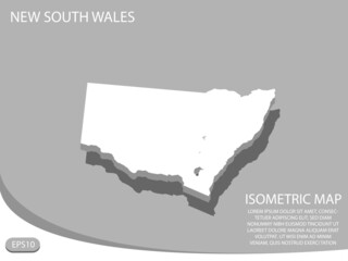 White isometric map of New South Wales elements gray background for concept map easy to edit and customize. eps 10