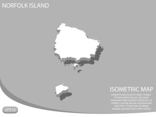 White isometric map of Norfolk Island elements gray background for concept map easy to edit and customize. eps 10