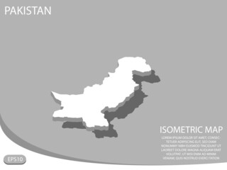White isometric map of Pakistan elements gray background for concept map easy to edit and customize. eps 10