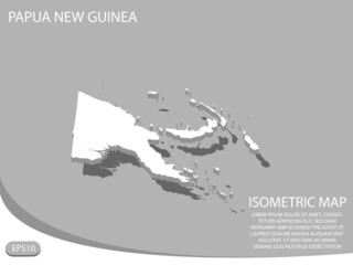 White isometric map of Papua New Guinea elements gray background for concept map easy to edit and customize. eps 10