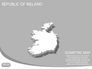 White isometric map of Republic of Ireland elements gray background for concept map easy to edit and customize. eps 10
