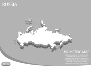 White isometric map of Russia elements gray background for concept map easy to edit and customize. eps 10