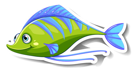 Sea Animal Cartoon Sticker with Cute Fish