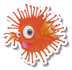 Lionfish sea animal cartoon sticker
