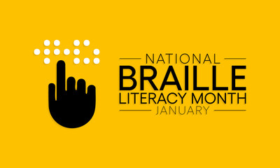 National Braille literacy month is observed every year in January. Vector illustration