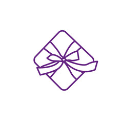 Gift box with the ribbon outline art vector for logo design, illustration, banner, and symbol or sign