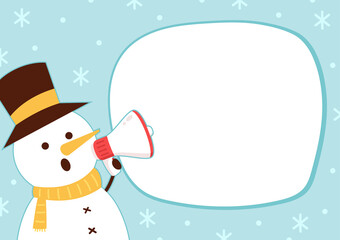 Christmas label vector. free space for text. sale card. Snow man character design.