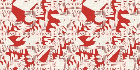 Seamless two tone hand drawn brushed effect pattern border swatch. High quality illustration. Collage of minimal drawings arranged in a seamless pattern with fabric texture overlay. Rough scribble.