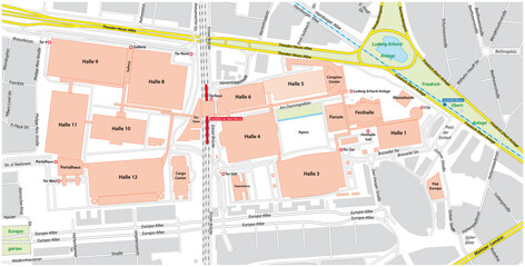 vector plan, map of the trade fair ground, Frankfurt, Germany  - obrazy, fototapety, plakaty