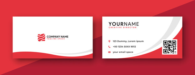 double sided business card design template. red business card design . simple and modern design . vector illustration