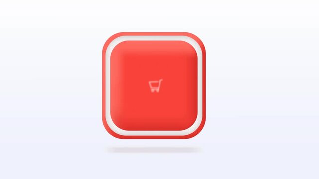Shopping cart. Grocery basket, groceries. Online shopping. Icons Web. Button. 3D Vector Illustrations. Web banner. Modern design.