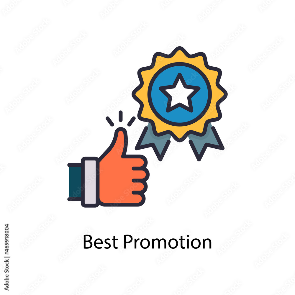 Poster best promotion vector fill outline icon design illustration. web and mobile application symbol on wh