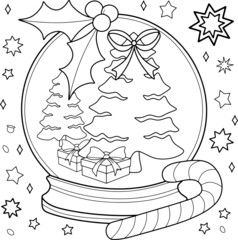 Coloring page for children and adults. Snow ball