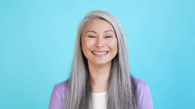 Crazy lady enjoy bargain season present yell isolated on blue color background