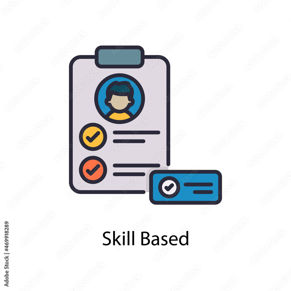 Poster skill based vector fill outline icon design illustration. web and mobile application symbol on white