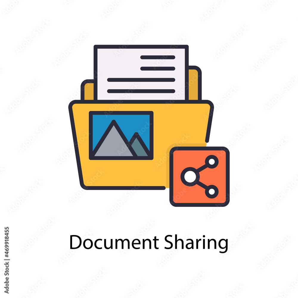 Poster document sharing vector fill outline icon design illustration. web and mobile application symbol on 